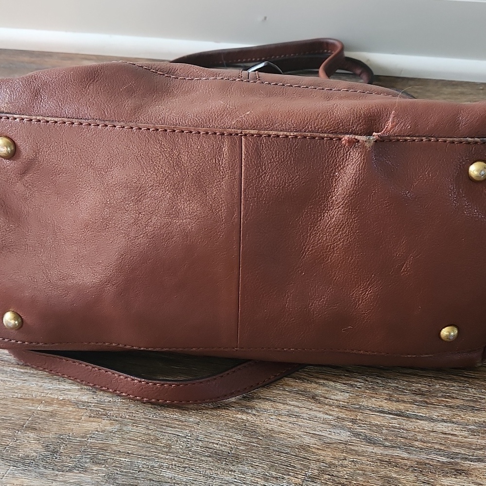 Frye Dome Brown Leather Bag With Adjustable Crossbody Strap - Picture 6 of 11